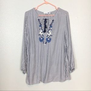 Old Navy | The Tunic Shirt Embroidered Tassel Tie